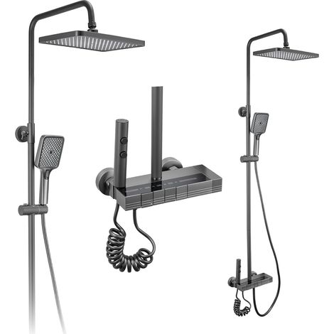 1 Colonne De Douche, Pommeau De Pluie 8 Pouces, Structure En Laiton, Barre Thermostatique 93,5 Cm, Douchette À Main, Salle De Bain (1/5)