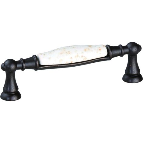 Poignée de meuble porcelaine céramique finition cuivre foncé mat entraxe 96 mm avec vis Tiroir Armoire Vintage Style Maison (1/2)