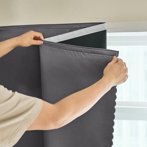 Moderne graue Verdunkelungsvorhänge mit gewelltem Saum und Klettverschluss für das Wohnzimmer, 1,2 x 1,8 m (1/5)