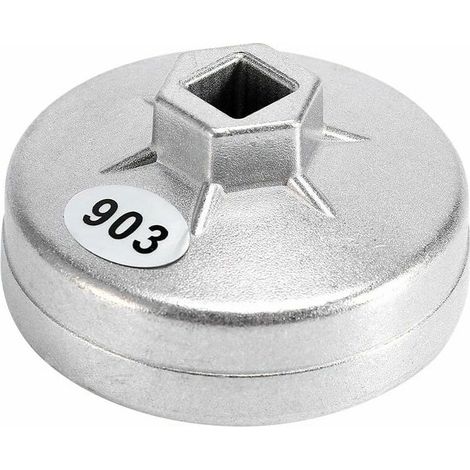 1 pièces clé de filtre à huile, 74mm 14 cannelures en aluminium filtre à huile clé douille outil de suppression 903 couleur argent (1/5)
