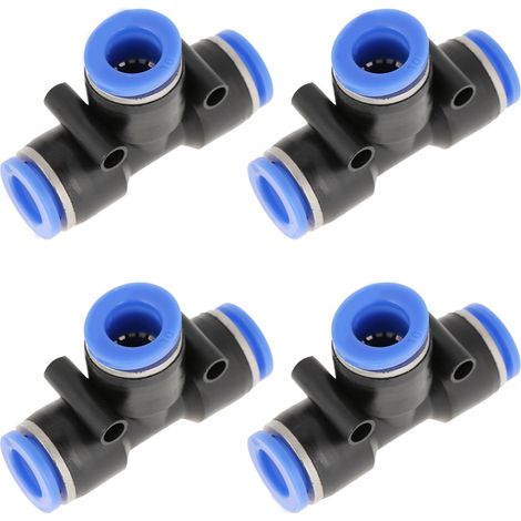 10 Stück 10 mm 3/8 T-förmige Druckluftverbinder, Schnellverbinder für Druckluftleitungen, Schlauchverbinder (1/5)