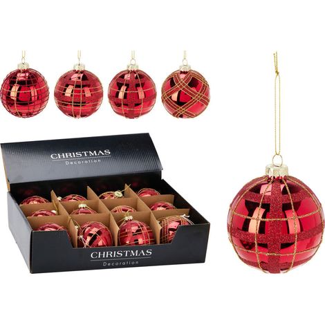 Pallina di natale 80mm rossa - modello assortito
