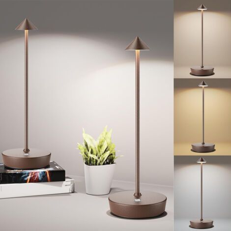 2 Lampes de table rechargeables, lampe de bureau LED à piles 3600mAh,portable, tactile, variable, veilleuse de table pour salle à manger et maison