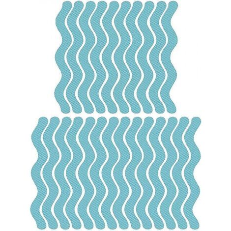 Ensemble de bandes antidérapantes pour baignoire, 24 bandes par paquet, 180x13 mm, matériau en caoutchouc, bleu.