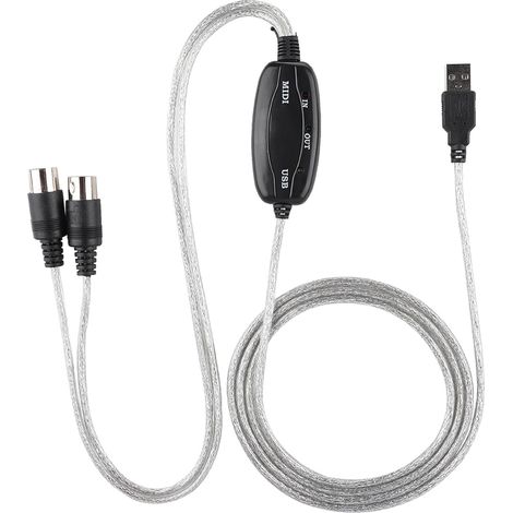 180cm Convertisseur de Câble USB vers MIDI, Cordon Adaptateur D'interface Plug & Play pour Ligne D'édition de Musique de Clavier (1/4)