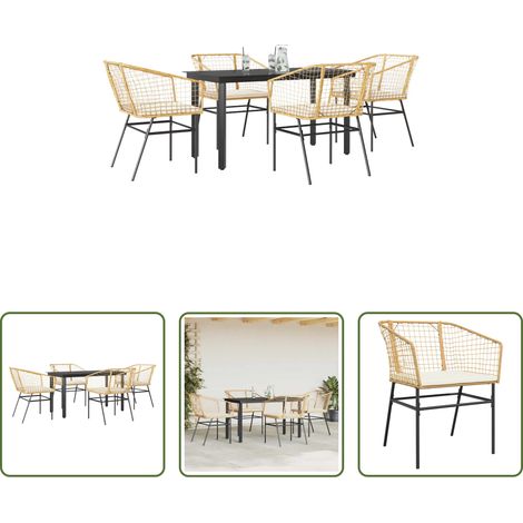 vidaXL Juego de comedor jardín 5 piezas cojines ratán sintético marrón (1/5)
