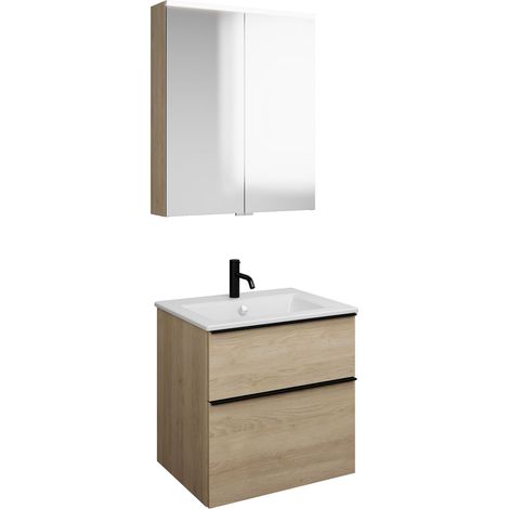 burgbad Eqio Set, compuesto por armario con espejo, lavabo