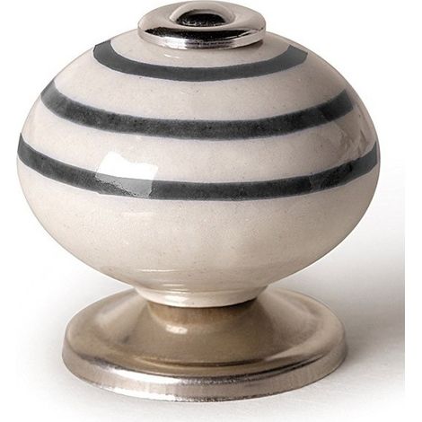 Boutons De Meuble Porcelaine Rayée Design élégant Porcelaine Et Acier - Reunion Industrial