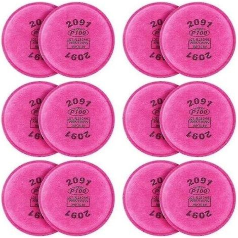Lot de 12 filtres à particules de rechange 2091 P100 pour modèles 6000, 6200, 6800 et 7000 Ff-4 (1/4)