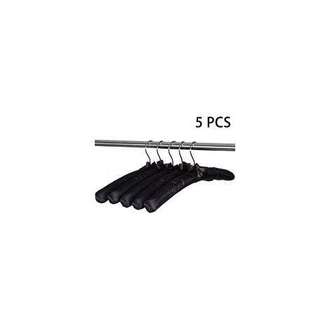 Lot de 5 cintres en tissu - Noir (1/5)