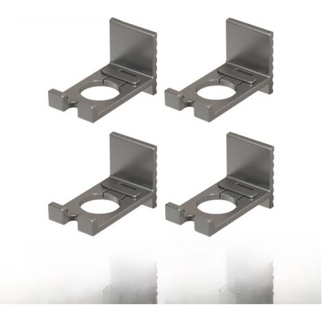 Lot de 4 supports de rangement gris anthracite pour gel douche, sans perçage, pour shampoing et savon pour les mains.