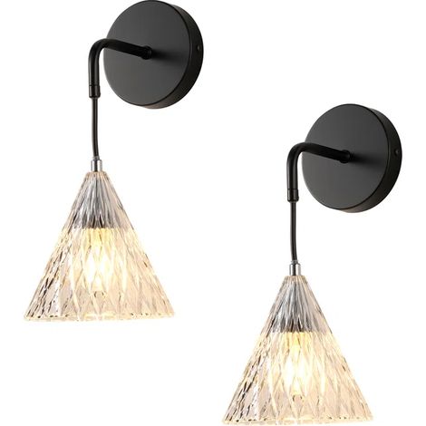 Ganeed 2-Light Black Wall Light,Vintage Modern Wall Sconces Light Indoor with Acrylic Shade,Wall Sconce for Living Room Hallway Bedroom Kitchen(E14) (1/5)