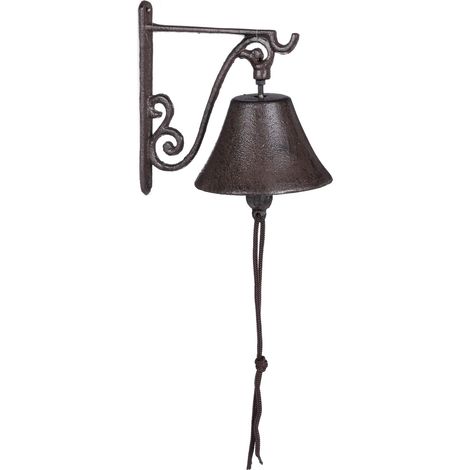 Timbre de pared vintage para puerta de jardín 13 x 11 x 15 cm aspecto antiguo de hierro fundido marrón 130005026 (1/5)