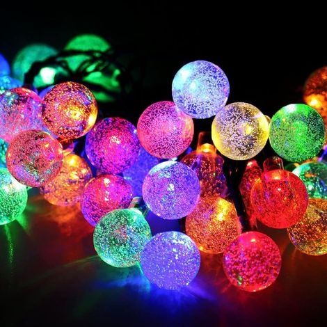 Guirlande Lumineuse Exterieur Solaire, 50 LED Cristal Boules Lumières Solaires de fée 8 modes IP65 Étanche Lampe Eclairage Décoratif pour Jardin, Terrasse, Noël, Cour, Balcon, Mariage(Multicolor (1/4)