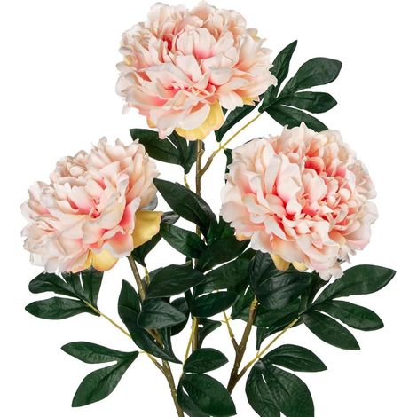 3er Set Künstliche Pfingstrosen 74cm, Kunstblumen wie echt, Real-Touch, Weiß & Rosa (1/5)