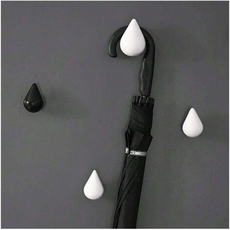 Creative Teardrop Wall Hooks, Modern Decorative Wall Hooks (2 Pack, Black+White, 9.3x5.8cm) (1/4)