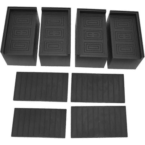 Ensemble de 4 patins noirs rectangulaires élargis pour pieds de meubles, en caoutchouc de 7,6 cm (3 pouces), de haute qualité pour un usage domestique. (1/5)