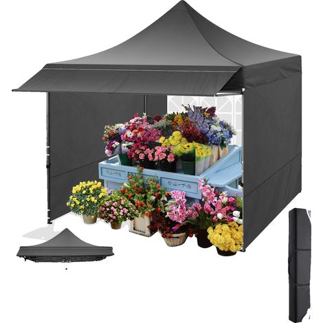 Pavillon, wasserdicht, verstellbare Markise, schwarz (1/2)