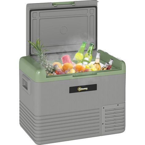 Outsunny 40L Car Refrigerator 12V Portable Freezer for Camping, Light Green (1/5)