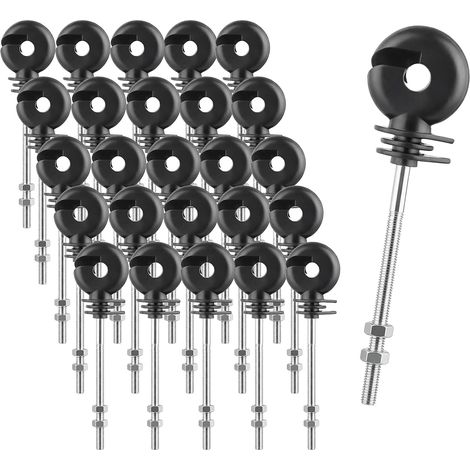 25PCS Insulators Electric Fence M6 with Nut, 145 mm (1/5)