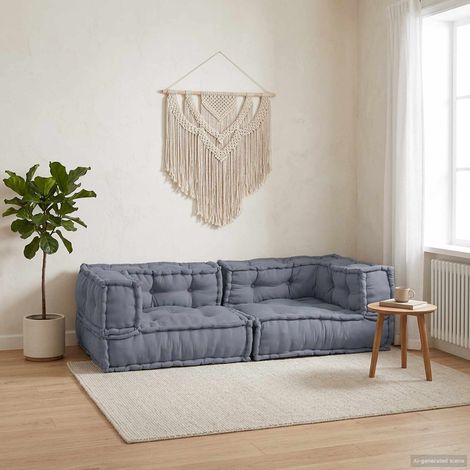 Canapé modulaire 3 pièces gris en tissu, intérieur extérieur, 140 x 70 x 36 cm - PANGIVO (1/5)