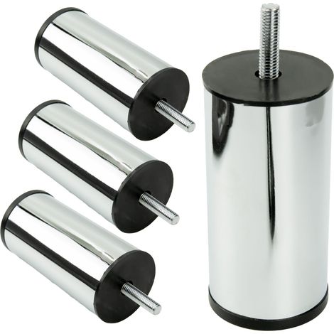 Set di 4 gambe per mobili, dritte, in cromo argentato, altezza 10 cm (1/3)