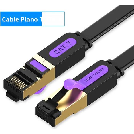 Câble Ethernet RJ45 (plat noir), cordon de brassage Ethernet Cat7 (1/5)