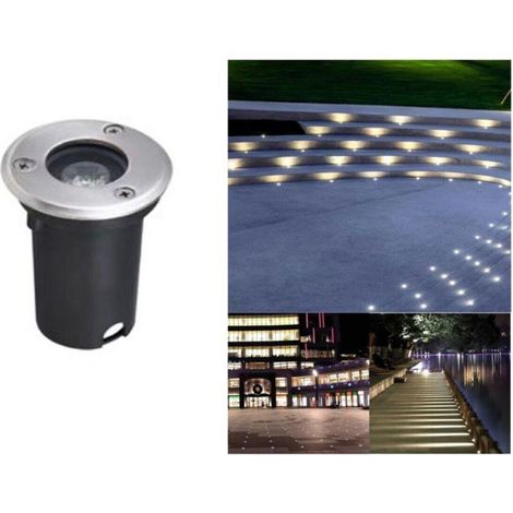 FARETTO 1W LED SEGNAPASSO TERRA TONDO INCASSO LUCE BIANCA FREDDA 6500K (1/2)