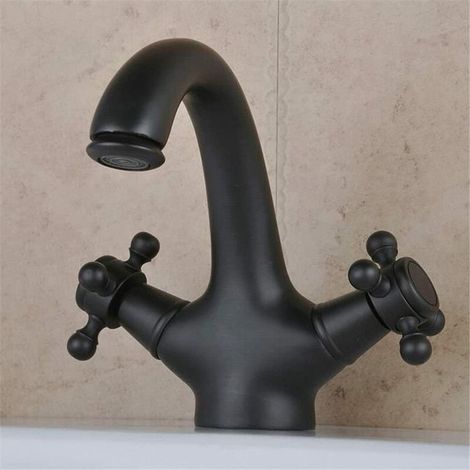 Miscelatore per lavabo FOREHILL, rubinetto per bagno, finitura bronzo oliato retrò, acqua calda e fredda, leva singola (1/3)