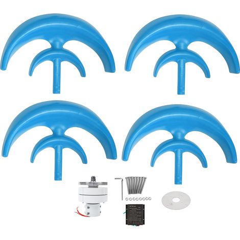 Éolienne 1200W 4 pales Générateur AC Moteur Solaire Lanterne Double Couche Bleu 48V Kit (1/5)