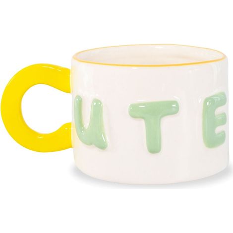 WD LifeStyle Tazza Colazione in Stoneware 440 Ml Decoro Cute Giallo Verde (1/2)