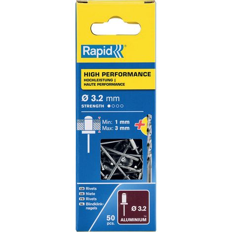 Remaches tipo broca de aluminio ø3.2 x 6 mm. blister 50 uds (1/5)