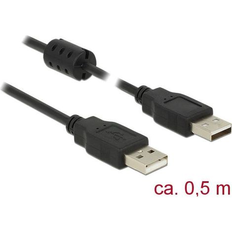 Delock Câble USB USB 2.0 USB-A mâle, USB-A mâle 0.50 m noir avec noyau en ferrite 84888 (1/2)
