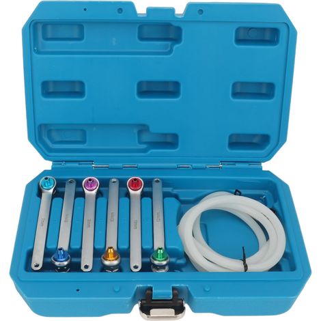Jeu de 7 Clés de Purge de Frein, 7 à 12 Mm, clé de Purge de Frein à Douille 12 Points, Tuyau de Vidange D'huile avec Clapet Anti-Retour pour Purge de Frein et Systèmes (1/5)