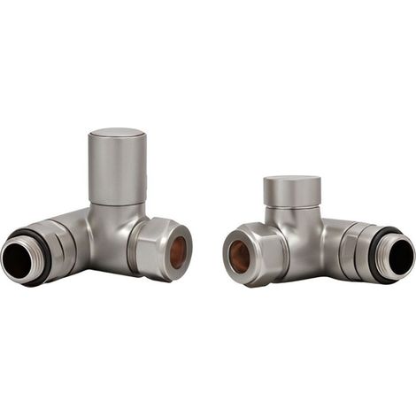 Heatwave Dual Fuel Brushed Nickel Manual Corner Radiator Valve Set