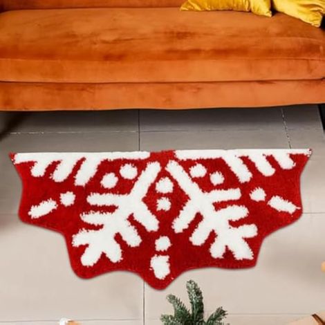 Tapis Sol Noël Carpette De Porte Noël Antidérapante Motif Flocon De Neige (1/5)