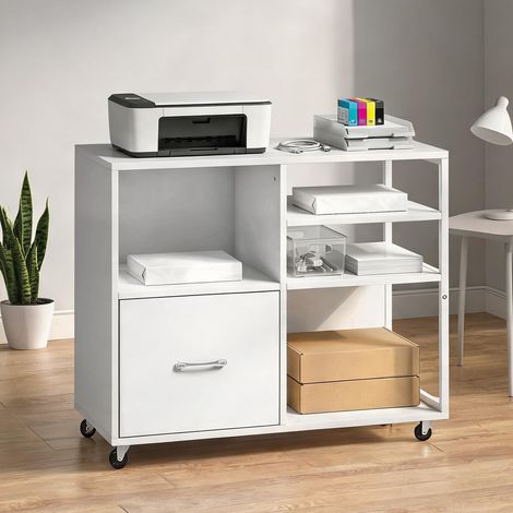 Meuble de rangement de bureau bianco 80 x 40 x 65,5 cm (1/5)