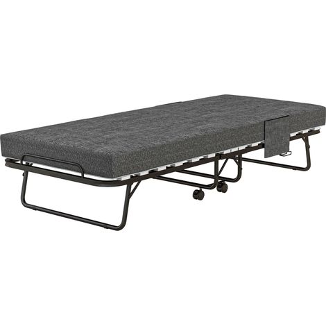 Lit pliant avec matelas 4 rouleaux cadre métallique 150 kg 190x80x42 cm gris foncé