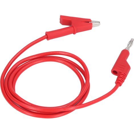 Câble de test flexible à pinces crocodiles et fiches bananes pour tests électriques J.70035‑1 4 mm rouge (1/5)