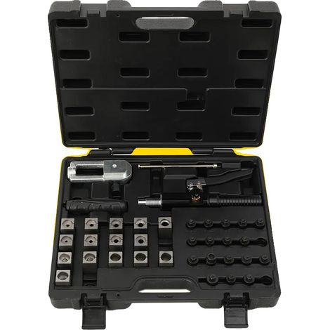 Svasatrice idraulica, in acciaio, con diametri di svasatura da 4,75 mm a 10 mm e diametri di svasatura doppia da 3/16" a 1/2", versatile per linee automobilistiche, include una robusta custodia per il (1/5)