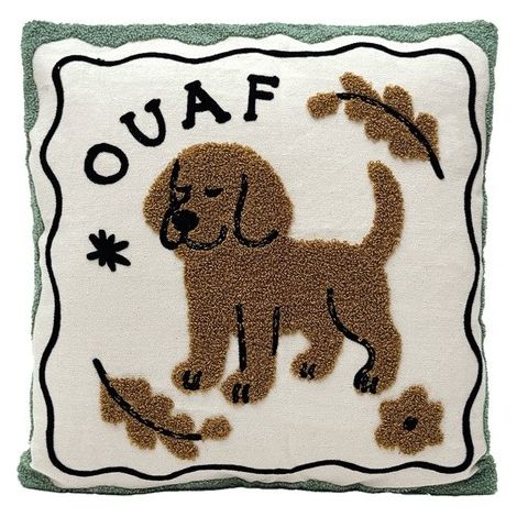 Coussin carré influence chien en toile épaisse avec garnissage (1/2)