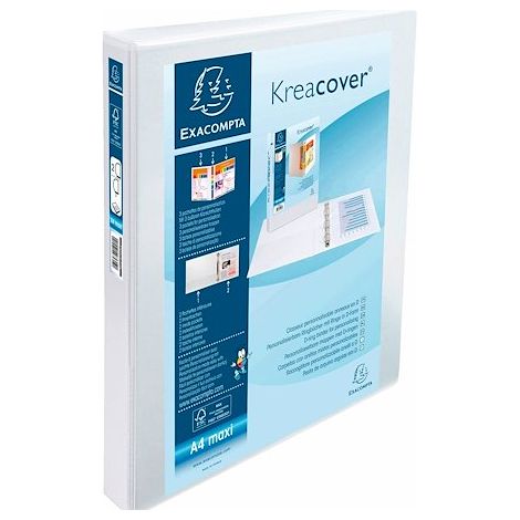 Classeur 2 anneaux plastifié Exacompta KREACOVER® personnalisable A4+ - Dos 4,7 cm blanc (1/2)