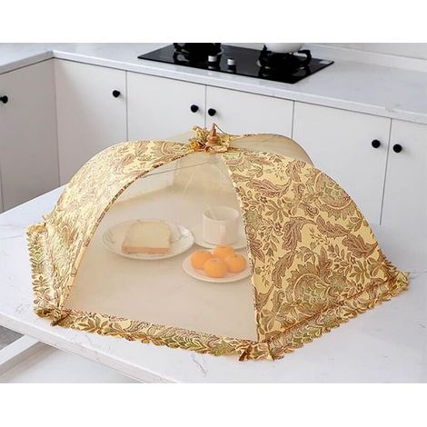 Cloche alimentaire pliable 60 cm Style Royal en nylon haute densité, protection anti-insectes et anti-oiseaux pour légumes, fruits et plats, idéale pour pique-nique barbecue extérieur (1/3)