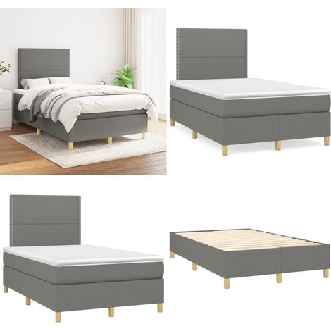 Boxspringbett mit Matratze Dunkelgrau 120x200 cm Stoff - Boxspringbett - Doppelbett - Bettenrahmen - Matratze - Nachttisch - Home & Living (1/5)