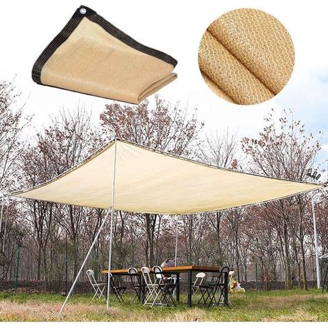 Voile d'ombrage rectangulaire beige 3m x 3m, 90% anti-UV, respirant pour serre, pergola, jardin, piscine - (1/4)