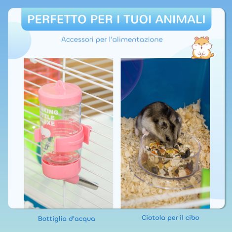 Cage hamster 5 niveaux – Tube, biberon, roue exercice, gamelle – 59 x 36 x 69 cm – Bleue