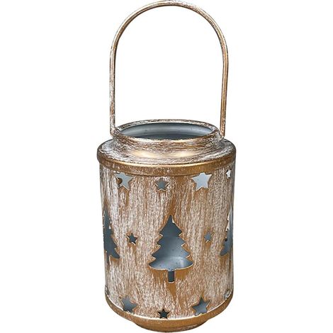 [JAMAIS UTILISÉ]Lanternes à Bougies Pratiques de Ferme, Lanterne de Chandelier Creuse en Fer en métal incurvée avec Arbre, cerf, Flocon de Neige (1/5)