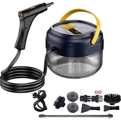 Nettoyeur Vapeur Portatif, 1800W Steam Cleaner pour La Maison 1700ML Réservoir d'eau pour Fenêtres Cuisine Sol 105℃/221℉- noir (1/4)