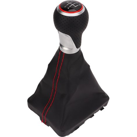 Manchon et soufflet de levier de vitesse 5 vitesses en similicuir PVC pour Audi A6 C6 2004-2011, kit de gaiter avec anneau rouge, accessoire intérieur de remplacement (1/5)