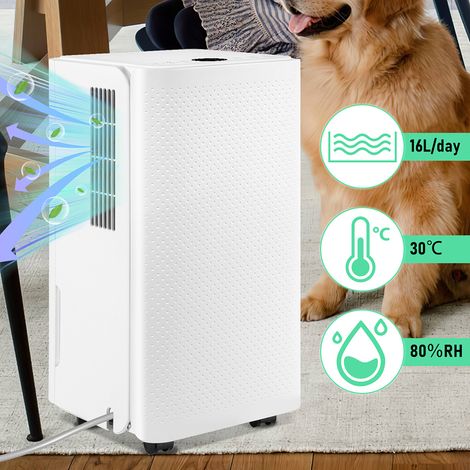 Jiubiaz Deshumidificador de Aire 16L/Día 20m²-25m², Deshumidificador Anti Moho Portátil Silencioso 38dB, Temporizador 24hr (1/5)